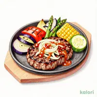 【炭焼き野菜店限定】ハンバーグと炭焼き野菜