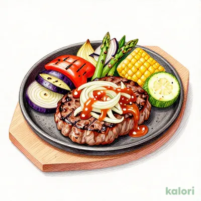 【炭焼き野菜店限定】ハンバーグと炭焼き野菜