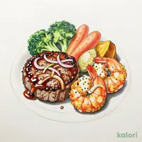ハンバーグとエビフライ
