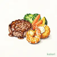 Hamburg Steak and Fried Shrimp Lunch (with Tartar Sauce)