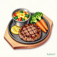 ハンバーグと焼き野菜カレー