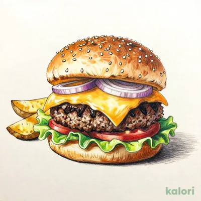 Charcoal-Grilled Cheeseburger with French Fries