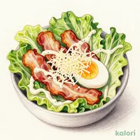半熟玉子とベーコンのシーザーサラダ
