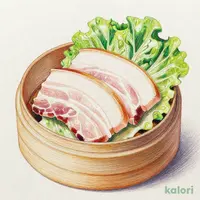 ポッサム風豚の蒸篭蒸し 包み野菜付き