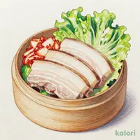 ポッサム風豚の蒸篭蒸し包み野菜付き