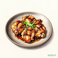 Grilled Chicken with Miso on Ceramic Plate