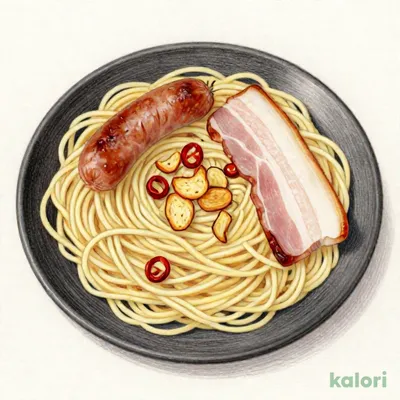 山盛パスタ　ペペロンチーノ