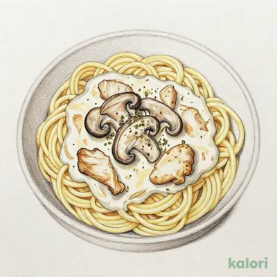きのこと鶏肉のクリームパスタ