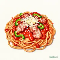 ケチャップソースの大盛ナポリタン
