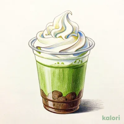 まぜまぜスイーツ　抹茶ラテ　わらびもち入り