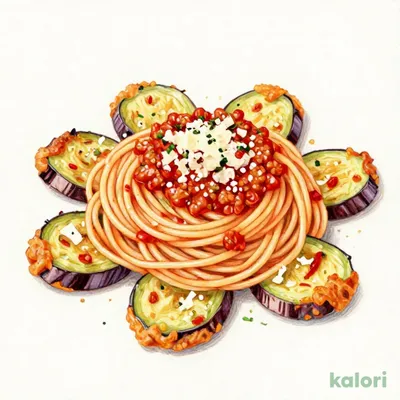 ナスと挽肉のピリ辛トマトソースパスタ