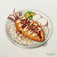 Fried Squid & Bonito Flake Rice Bowl (Barley Rice)