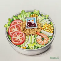 くずして食べるパリパリ麺のサラダ
