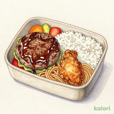 おかずが主役ハンバーグ＆唐揚げ弁当