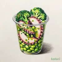 たことブロッコリー手摘みバジルのサラダ
