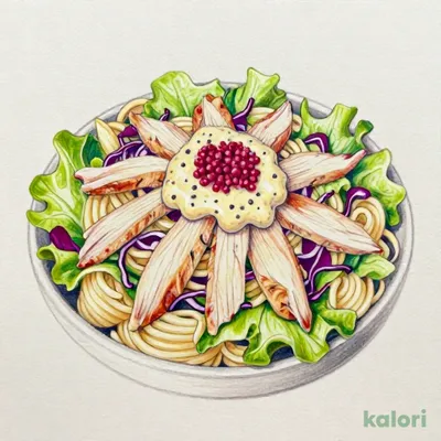 Steamed Chicken and Spicy Cod Roe Cream Pasta Salad