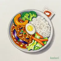 ８種野菜とキーマカレーのサラダごはん