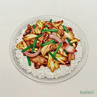 豚ロース焼肉で食べる野菜炒め丼