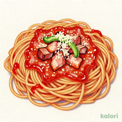 ケチャップソースの山盛ナポリタン