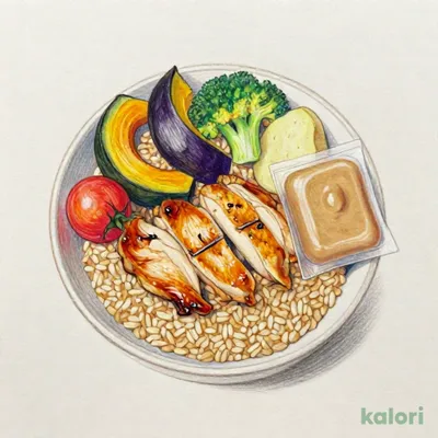 塩糀チキンと彩り野菜のサラダごはん