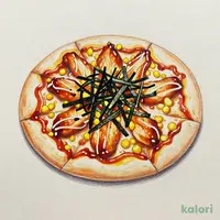 テリヤキチキンのピザ