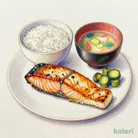 Grilled Salmon Breakfast Set Meal