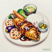 ごろごろ野菜と助宗鱈の黒酢和え御膳