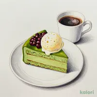 ひんやり抹茶ケーキ〜バニラアイス添え〜ドリンクセット