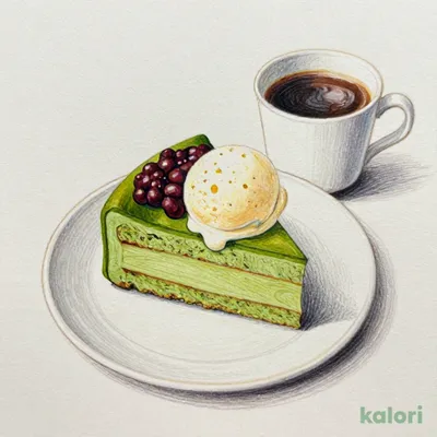 ひんやり抹茶ケーキ〜バニラアイス添え〜ドリンクセット