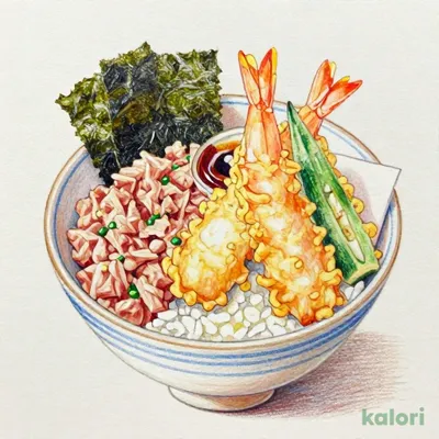 まぐろおひつ天ぷらセット