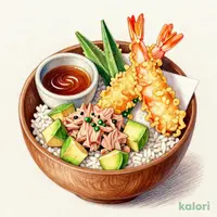 まぐろアボカドおひつ天ぷらセット