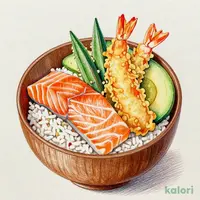 Salmon & Avocado Rice Bowl Tempura Set