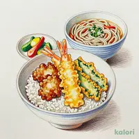 海老天とからあげ丼セット