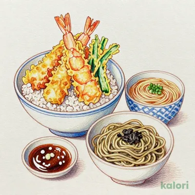 大海老天丼と選べるおそばの定食