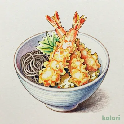 海老天丼と選べる小そばの定食