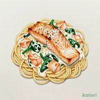 サーモンとほうれん草のクリームソースすぱ