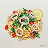 ヤリイカとほうれん草のペペロンすぱ