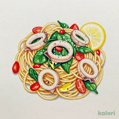ヤリイカとほうれん草のペペロンすぱ