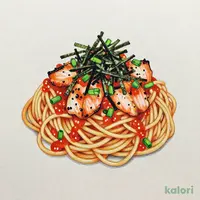 明太子とサーモンとねぎのすぱ