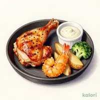 【土曜の日替わり　2品盛り】 チキングリル＆エビフライ