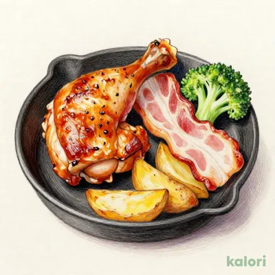 【月曜の日替わり　2品盛り】 チキングリル＆厚切りベーコン