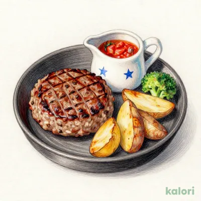 【木曜の日替わり　3品盛り】 ハンバーグ（130ｇ）&ハーフチキン&トマト煮込み