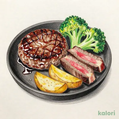 ハンバーグ（130g）＆牛ハラミスライスステーキ（60g）ランチ