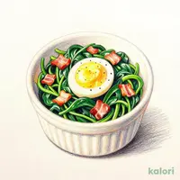 ほうれん草の半熟卵のせ
