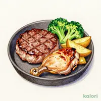 Hamburg Steak (130g) & Half Grilled Chicken Lunch