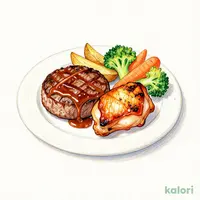 Half Grilled Chicken & Don Hamburg Steak