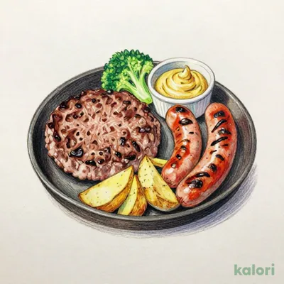 粗挽きソーセージ&超・粗挽きハンバーグステーキ