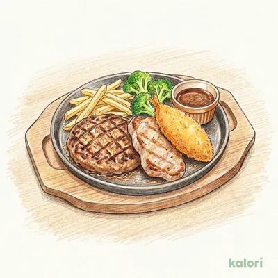 【土曜日】満腹コンボランチハンバーグ＆ポークグリル＆白身魚フライ
