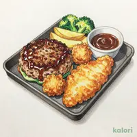 【月曜日】日替わり満腹コンボランチハンバーグ＆から揚げ＆アジフライ