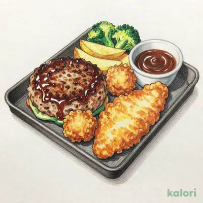 【月曜日】日替わり満腹コンボランチハンバーグ＆から揚げ＆アジフライ